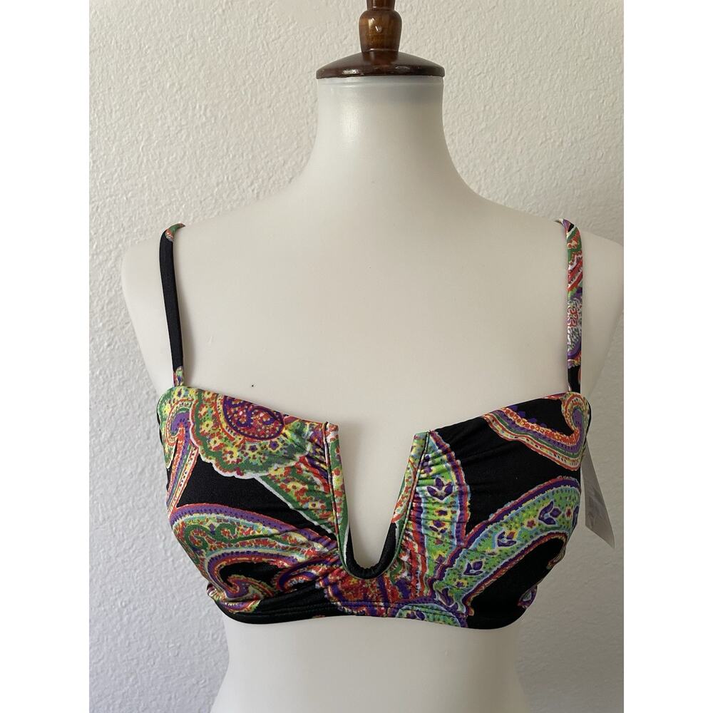 Lauren Ralph Lauren Swim Bikini Top Swimwear Paisley Beach Summer NWT
